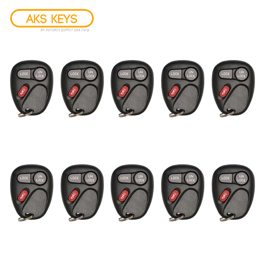 AKS KEYS Aftermarket Keyless Remote Fob for GM 2001 2002 2003 2004 2005 2006 2007 2008 2009 2010 2011 3B FCC# KOBLEAR1XT (10 Pack)