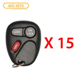 AKS KEYS Aftermarket Keyless Remote Fob for GM 2001 2002 2003 2004 2005 2006 2007 2008 2009 2010 2011 3B FCC# KOBLEAR1XT (15 Pack)