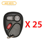 AKS KEYS Aftermarket Keyless Remote Fob for GM 2001 2002 2003 2004 2005 2006 2007 2008 2009 2010 2011 3B FCC# KOBLEAR1XT (25 Pack)