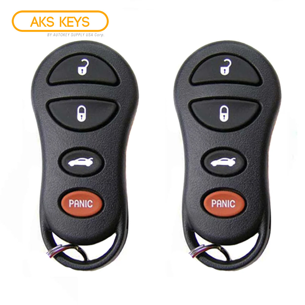 1998 - 2005 Chrysler Dodge Keyless Entry 4B Fob FCC# GQ43VT9T (2 Pack)