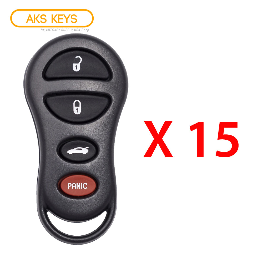 1998 - 2005 Chrysler Dodge Keyless Entry 4B Fob FCC# GQ43VT9T (15 Pack)