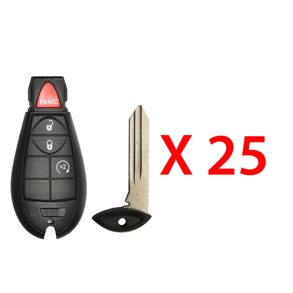 2008 - 2020 Dodge Fobik Key 4B W/ Remote Start FCC# IYZ-C01C (25 Pack)