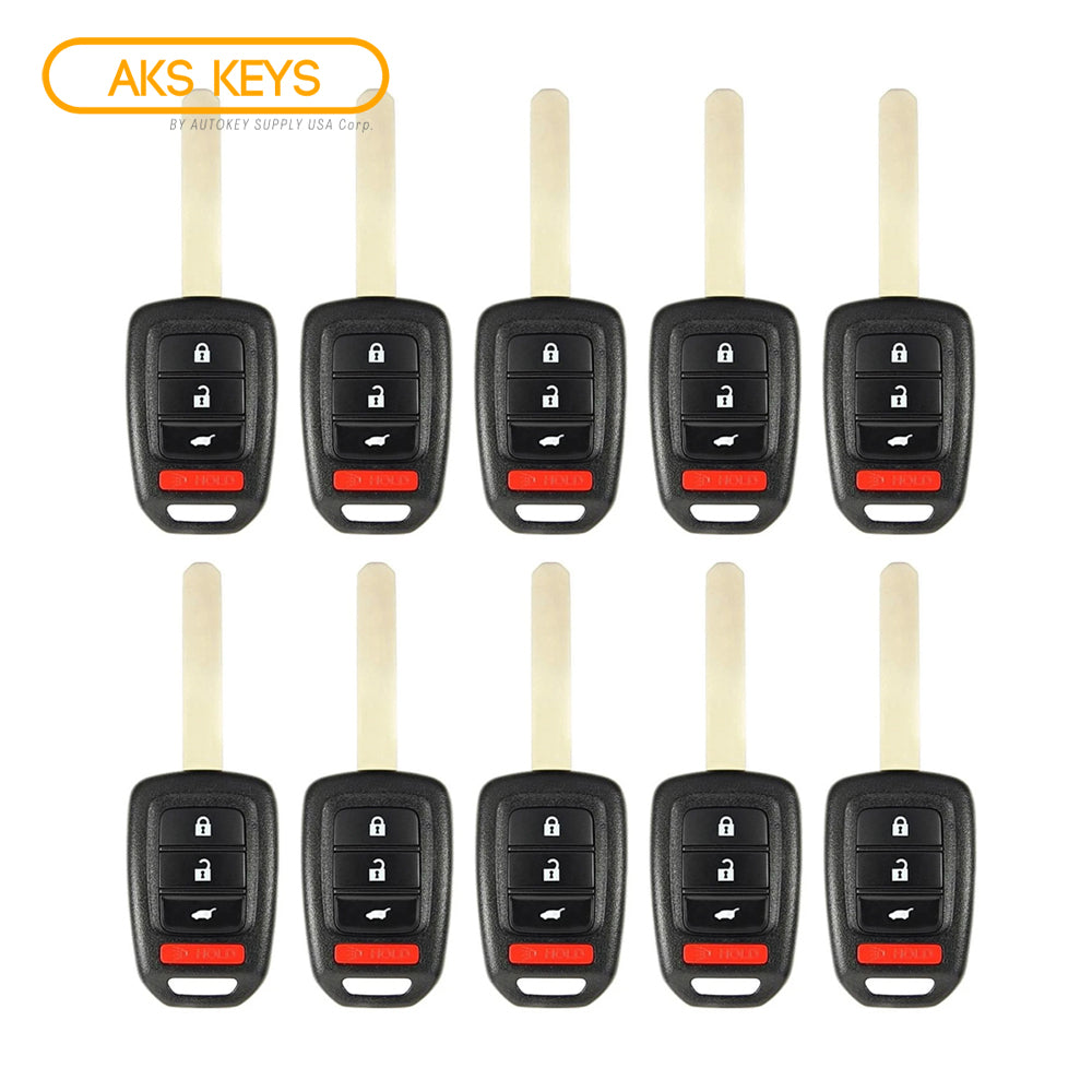 AKS Keys Aftermarket Remote Key Fob Compatible with Honda 2014 2015 2016 2017 2018 2019 2020 2021 4B FCC# MLBHLIK6-1T (10 Pack)