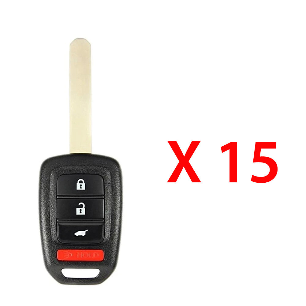 AKS Keys Aftermarket Remote Key Fob Compatible with Honda 2014 2015 2016 2017 2018 2019 2020 2021 4B FCC# MLBHLIK6-1T (15 Pack)