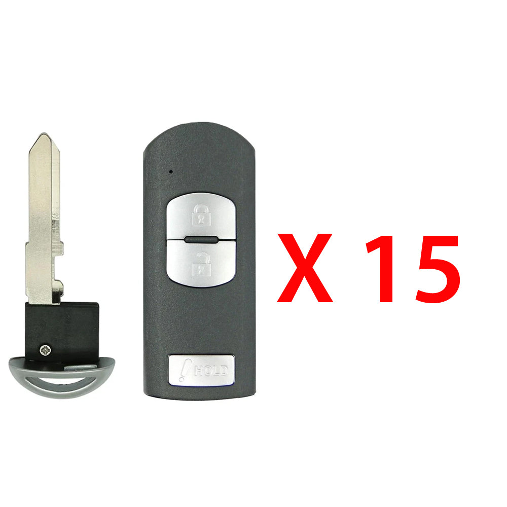 2012 - 2020 Mazda Smart Key 3B Fob FCC# WAZSKE13D02 - KD33-67-5RY - Aftermarket  (15 Pack)