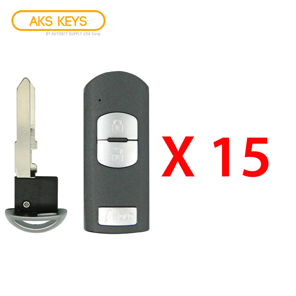 2012 - 2020 Mazda Smart Key 3B Fob FCC# WAZSKE13D02 - KD33-67-5RY - Aftermarket  (15 Pack)