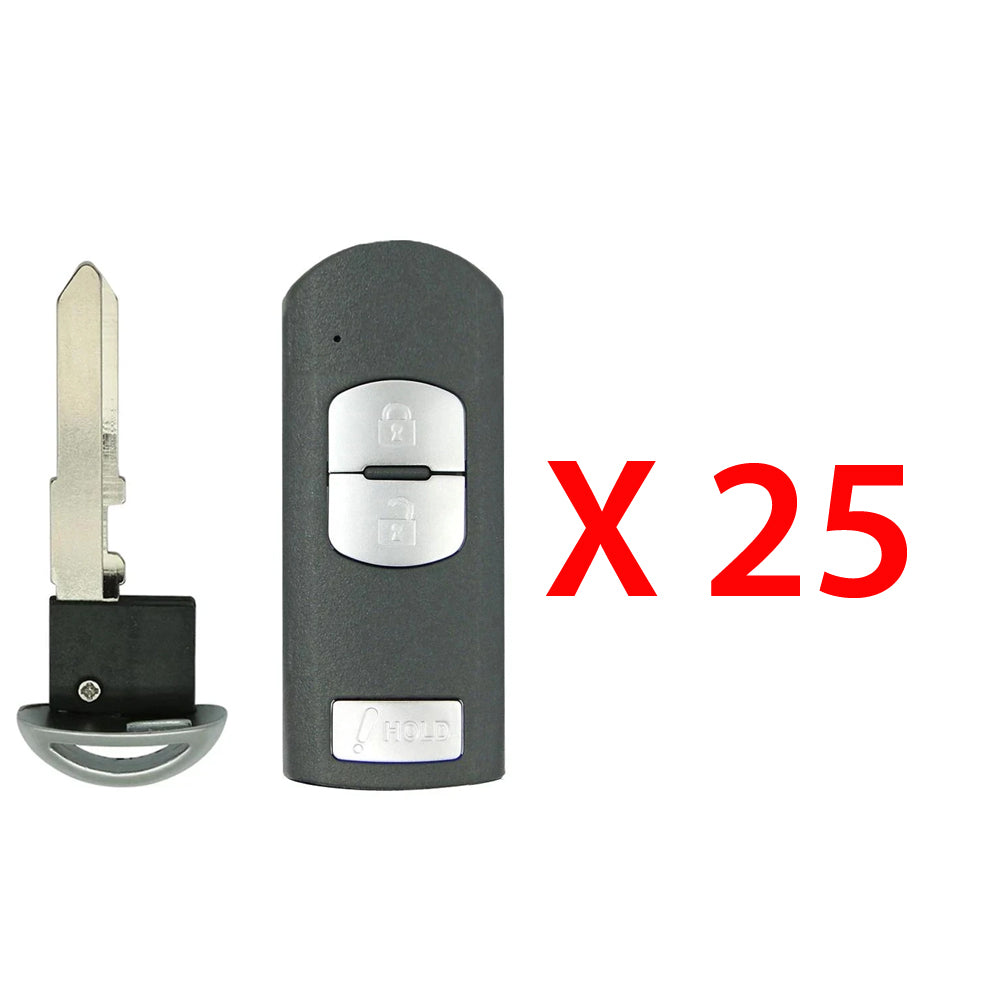 2012 - 2020 Mazda Smart Key 3B FCC# WAZSKE13D01 - KDY3-67-5DY (25 Pack)