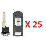 2012 - 2020 Mazda Smart Key 3B Fob FCC# WAZSKE13D02 - KD33-67-5RY - Aftermarket  (25 Pack)