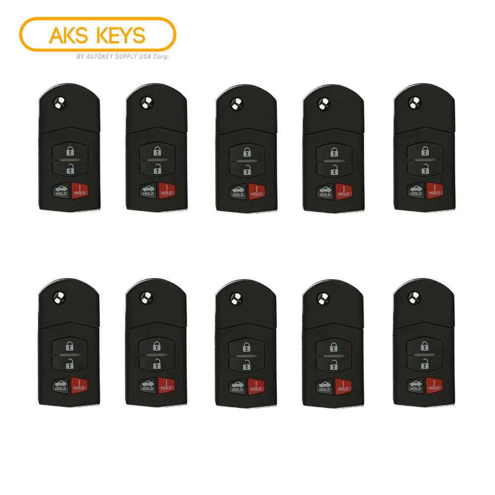 2009 - 2015 Mazda Flip Key 4B FCC# BGBX1T478SKE12501 - BBM4-67-5RY (10 Pack)