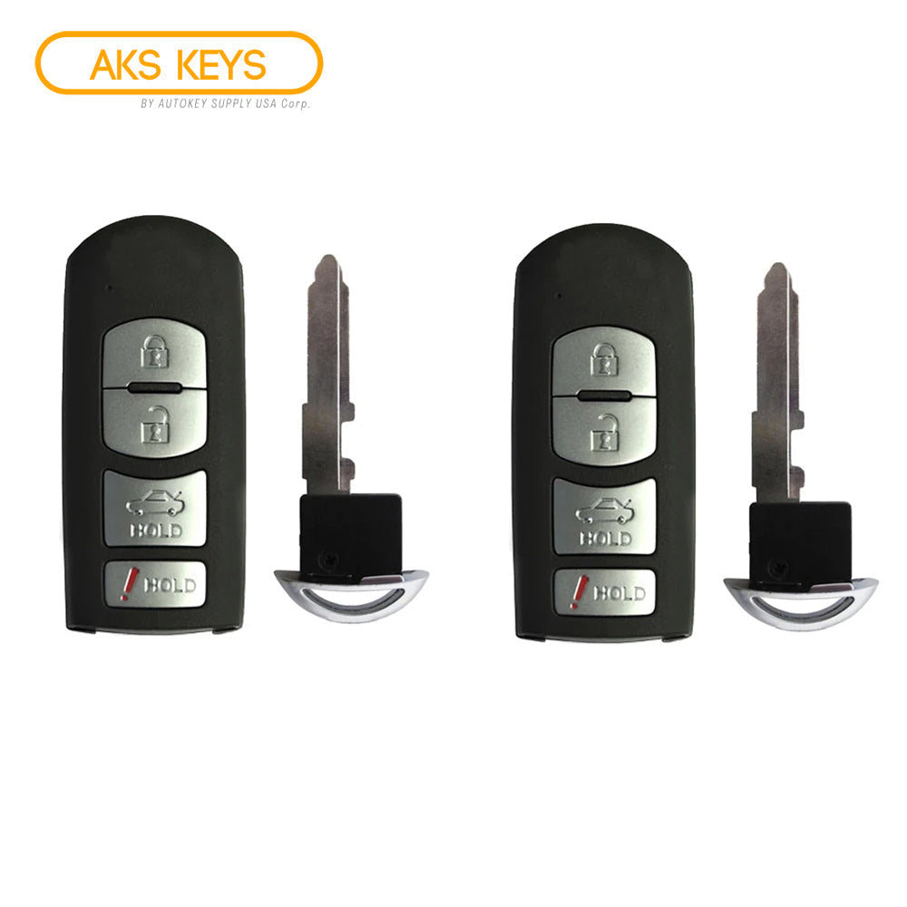 2014 - 2019 Mazda Smart Prox Key 4B FCC# WAZSKE13D01 - GJY9-67-5DY (2 Pack)