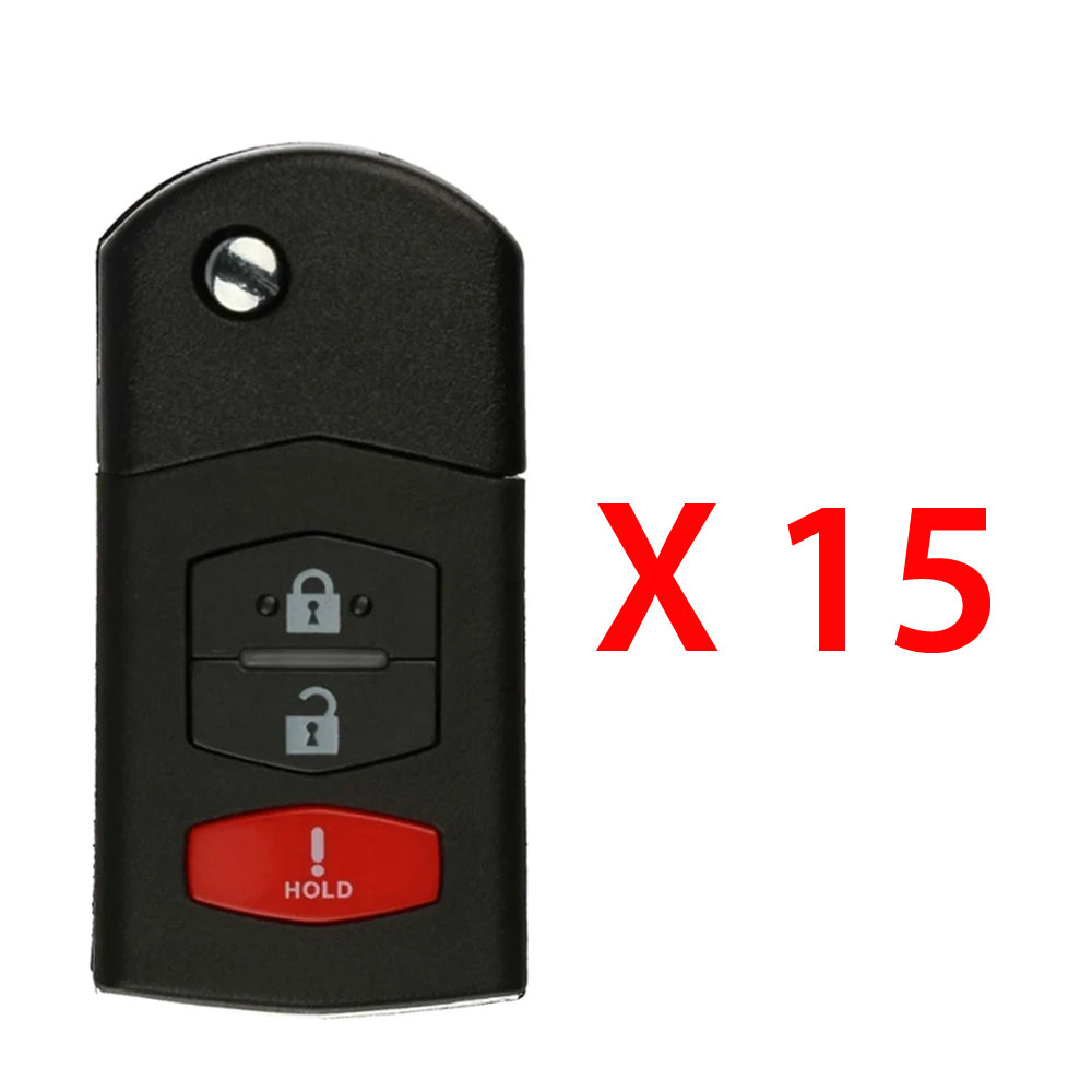 2005 - 2007 Mazda 6 Wagon Hatchback Flip Key Fob 3B FCC# KPU41788 - FE04-67-5RYB (15 Pack)