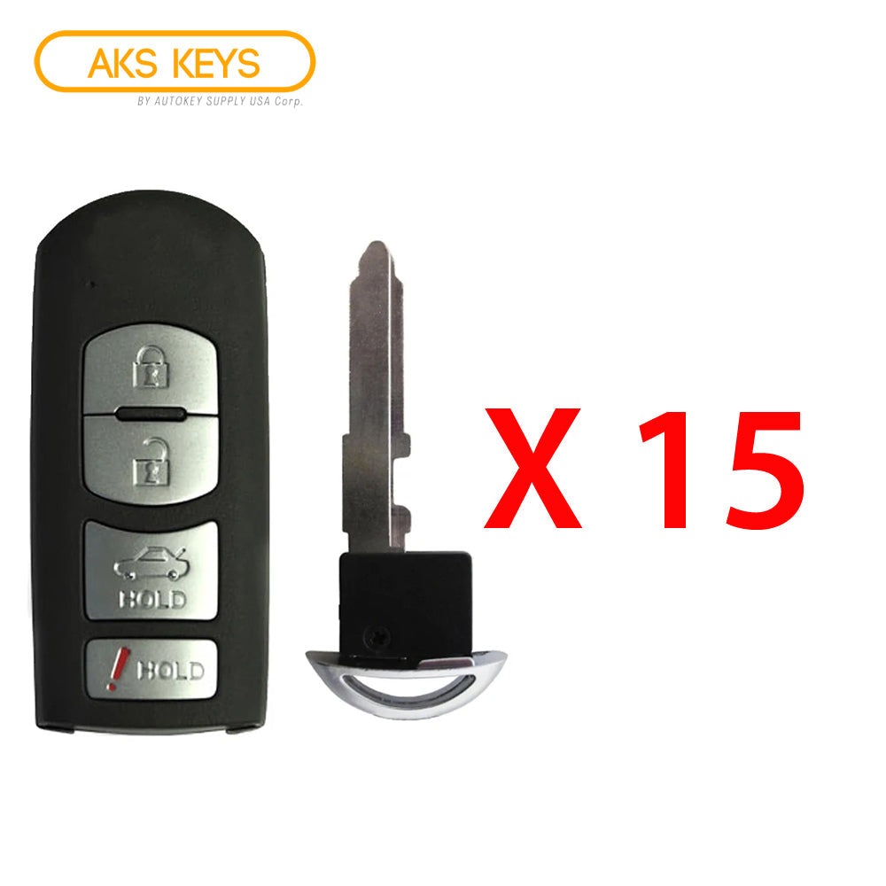 2009 - 2013 Mazda 6 Smart Key 4B Fob FCC# KR55WK49383 - GSYL-67-5RY (15 Pack)