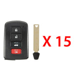 2012 - 2020 Toyota Smart Prox Remote Key 4B FCC# HYQ14FBA - 0020 (15 Pack)