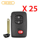 2008 - 2019 Toyota Smart Prox Key 3B FCC# HYQ14ACX (25 Pack)