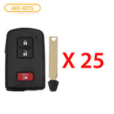 2012 - 2019 Toyota Smart Prox Remote Key 3B FCC# HYQ14FBA / 0020 (25 Pack)