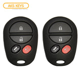 2004 - 2008 Toyota Remote Control 4B FCC# GQ43VT20T (2 Pack)