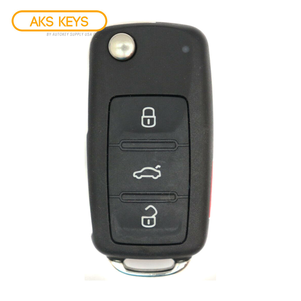 Remote Flip Key Fob Compatible with Volkswagen 2007 2008 2009 2010 2011 2012 2013 2014 2015 2016 4B FCC# NBG010180T/5K0837202R