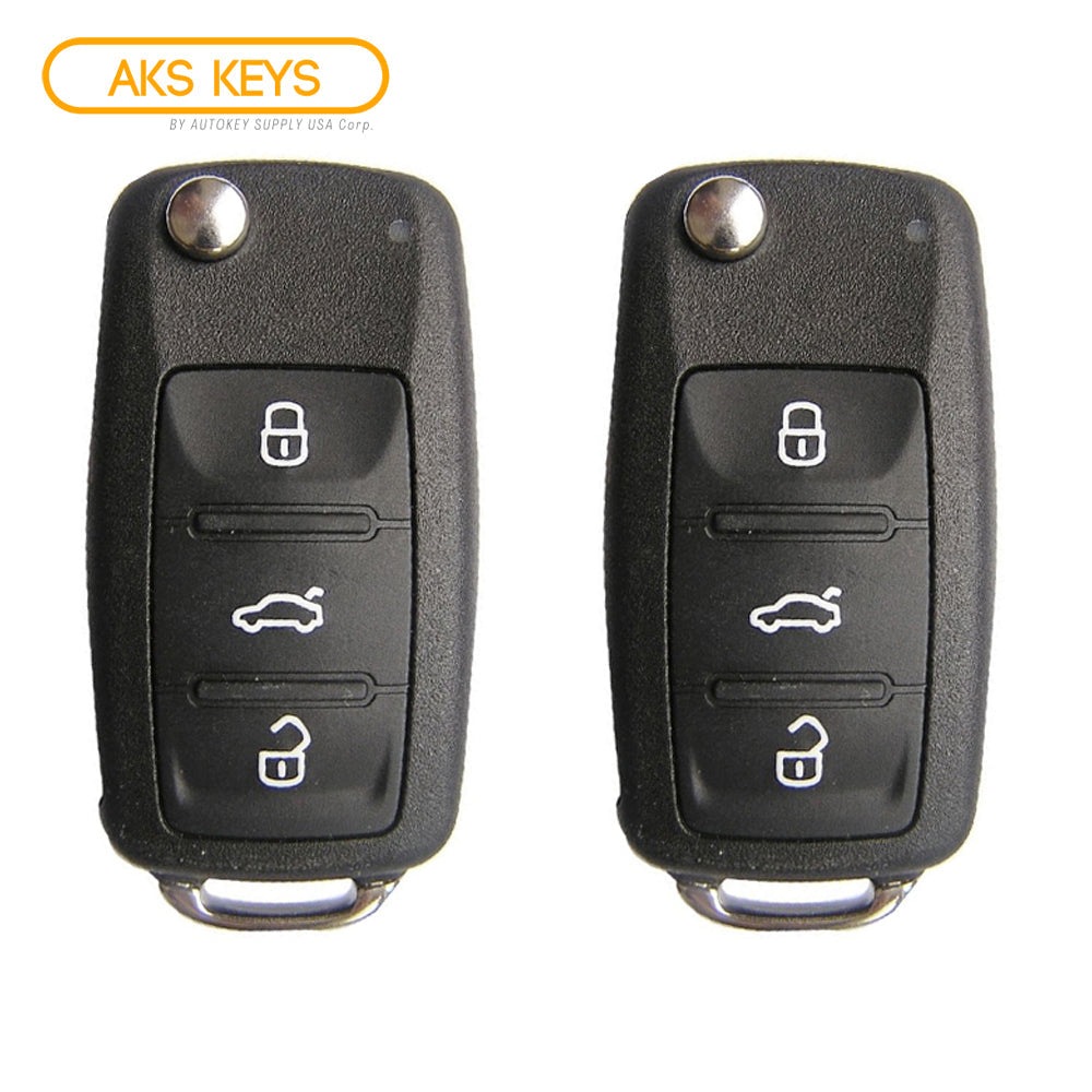 2007 - 2016 Volkswagen Flip Key FCC# NBG010180T / 5K0837202R (2 Pack)