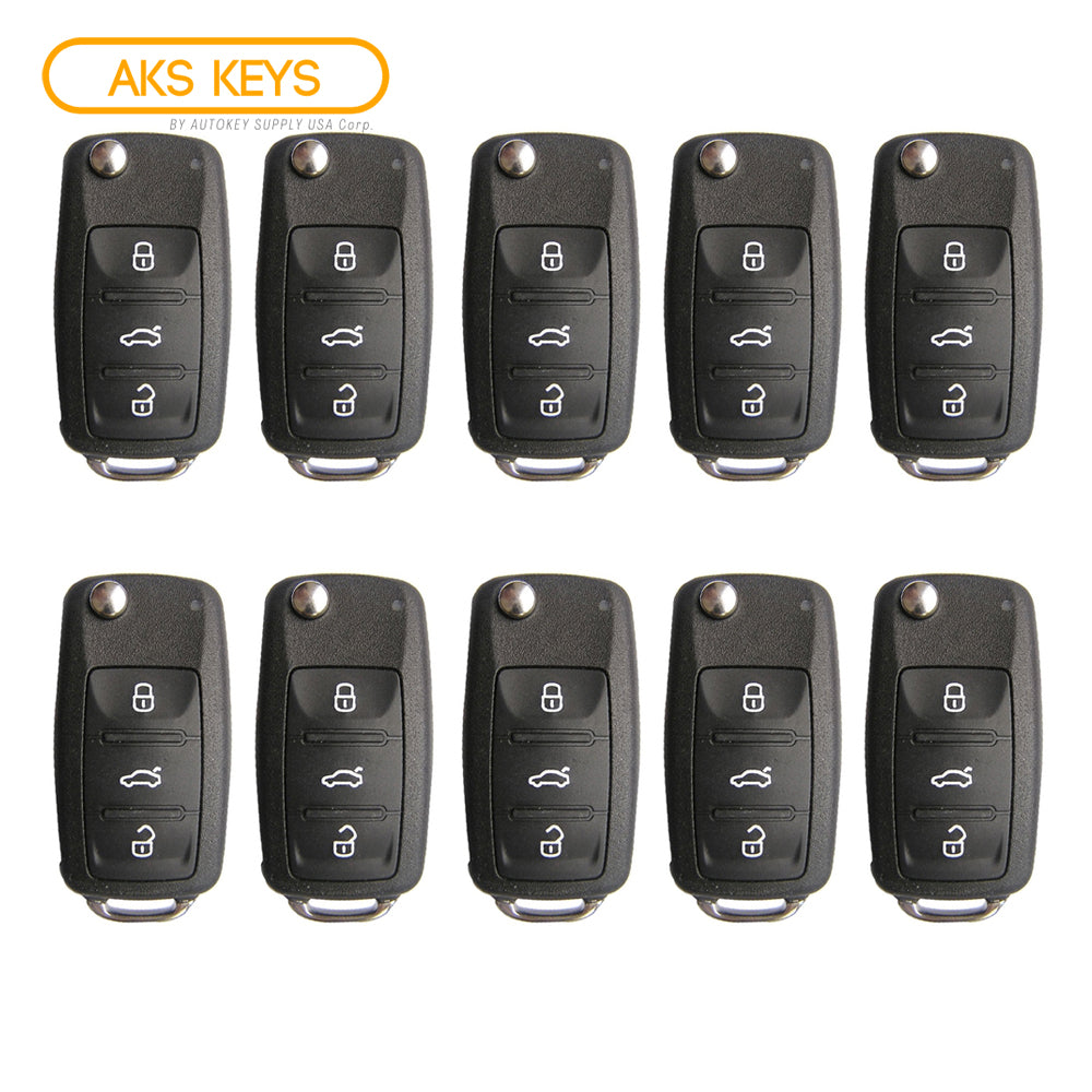 2007 - 2016 Volkswagen Flip Key FCC# NBG010180T / 5K0837202R (10 Pack)