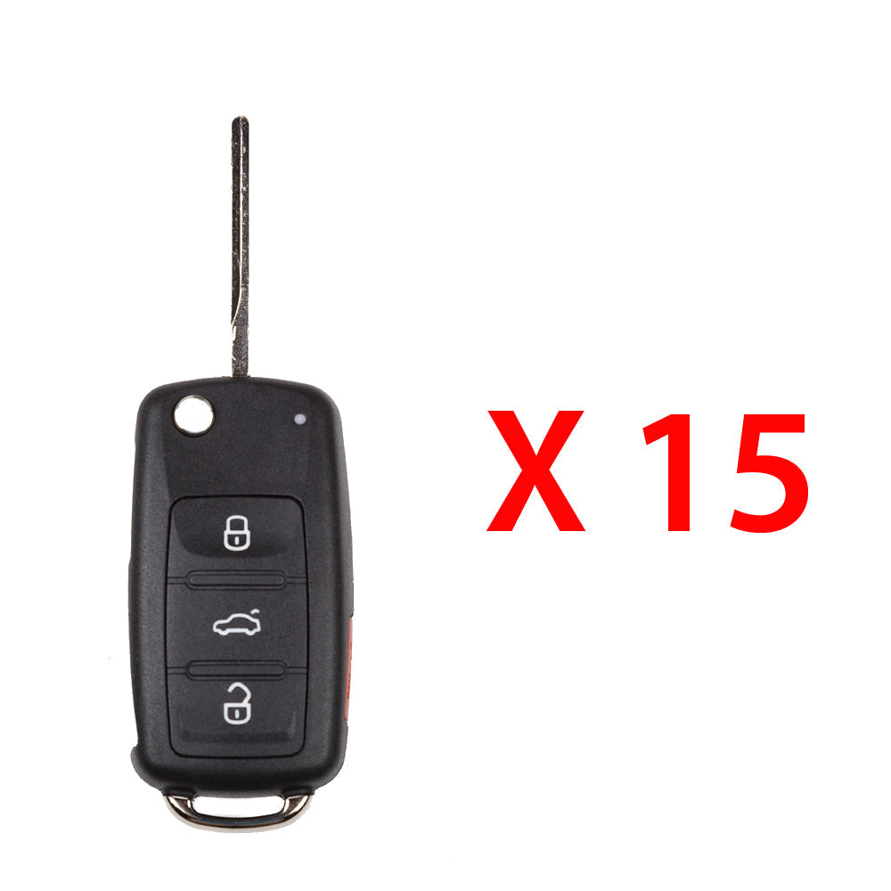 2007 - 2016 Volkswagen Flip Key FCC# NBG010180T / 5K0837202R (15 Pack)