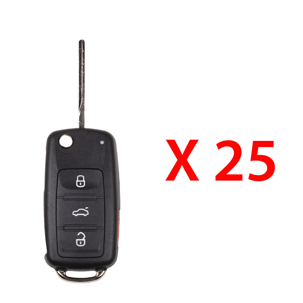 2007 - 2016 Volkswagen Flip Key FCC# NBG010180T / 5K0837202R (25 Pack)