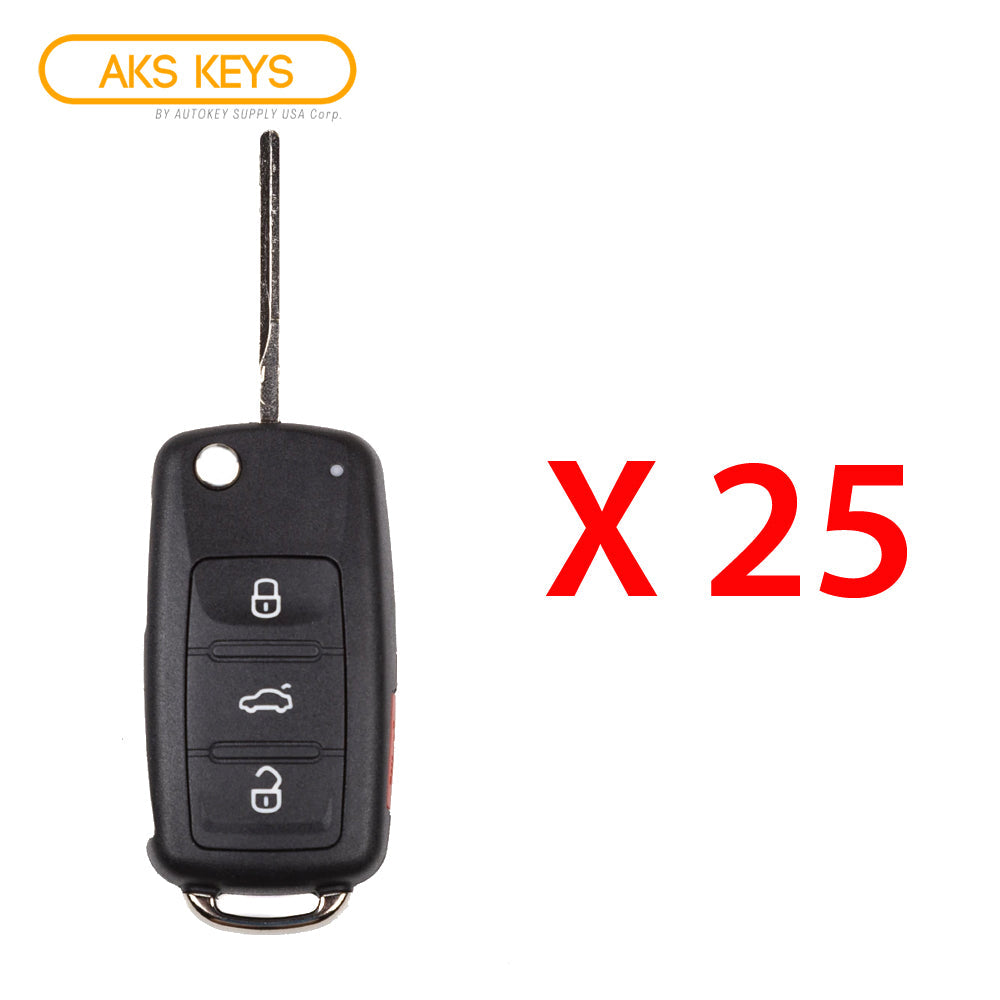 2007 - 2016 Volkswagen Flip Key FCC# NBG010180T / 5K0837202R (25 Pack)