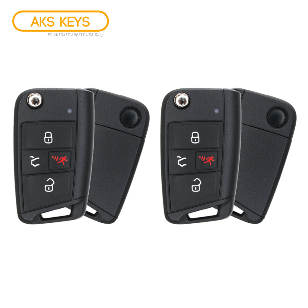 2015 - 2019 Volkswagen Remote Flip Key with Comfort Access 4B FCC# NBGFS12P01 (2 Pack)