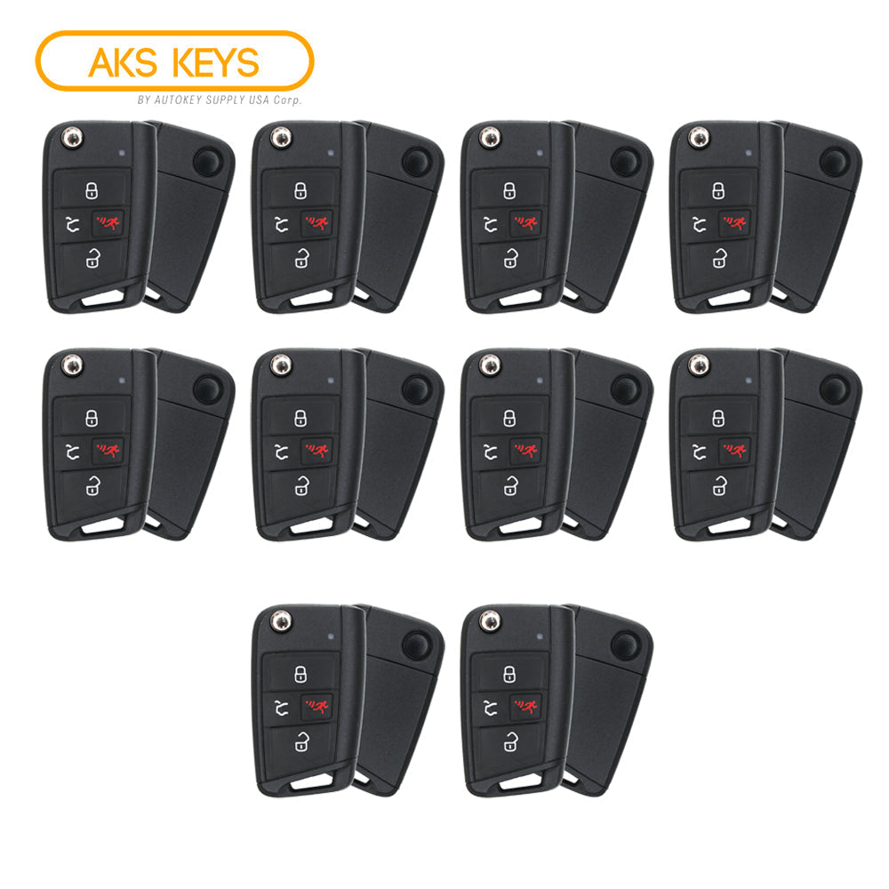 2015 - 2019 Volkswagen Remote Flip Key with Comfort Access 4B FCC# NBGFS12P01 (10 Pack)