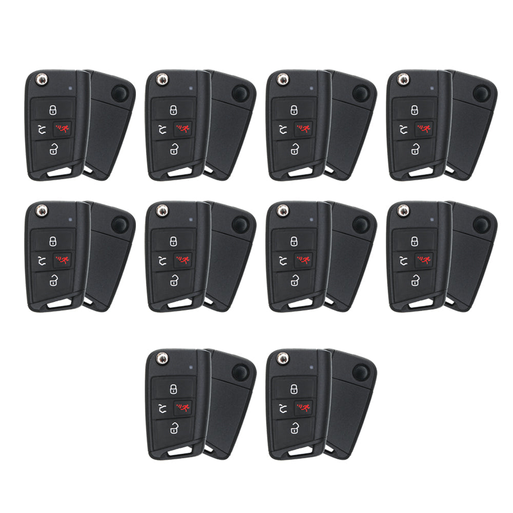 2018 - 2020 Volkswagen Remote Flip Key with Comfort Access 4B FCC# NBGFS125C1 - HU162-T (10 Pack)