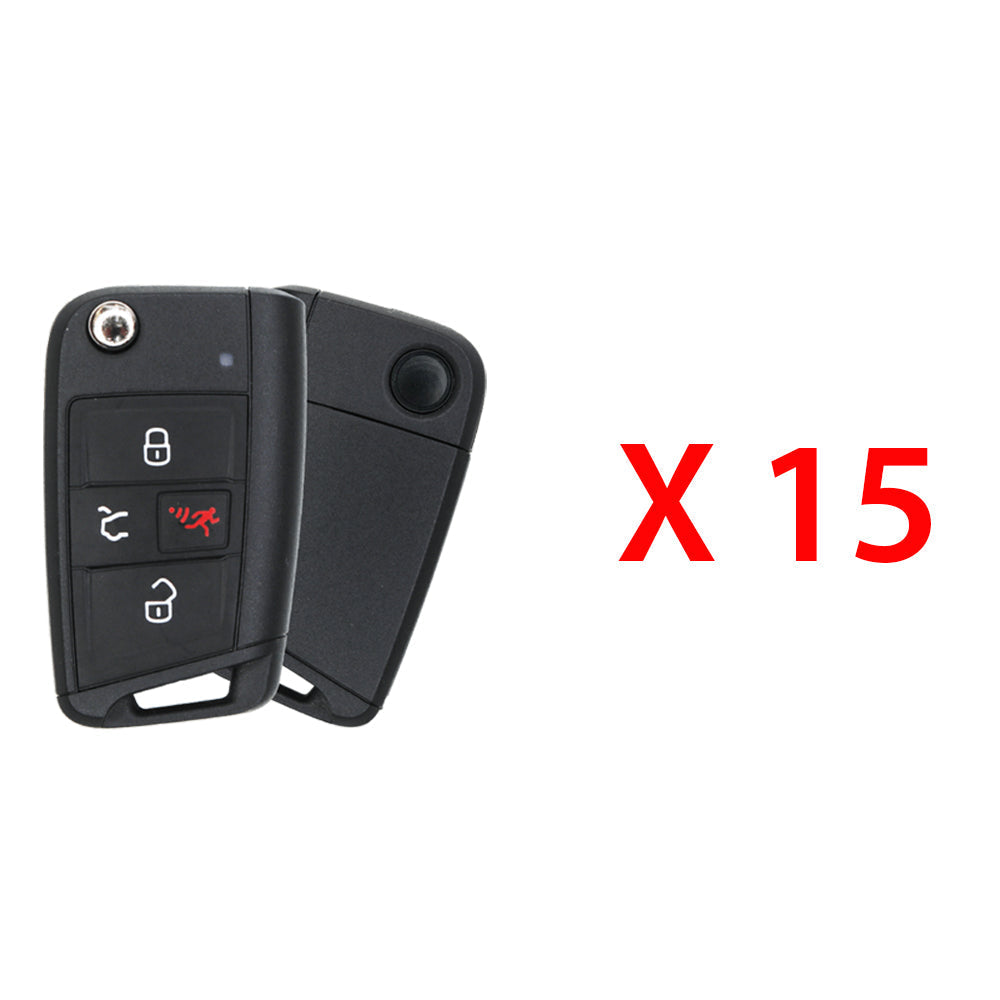 2018 - 2020 Volkswagen Remote Flip Key with Comfort Access 4B FCC# NBGFS125C1 - HU162-T (15 Pack)