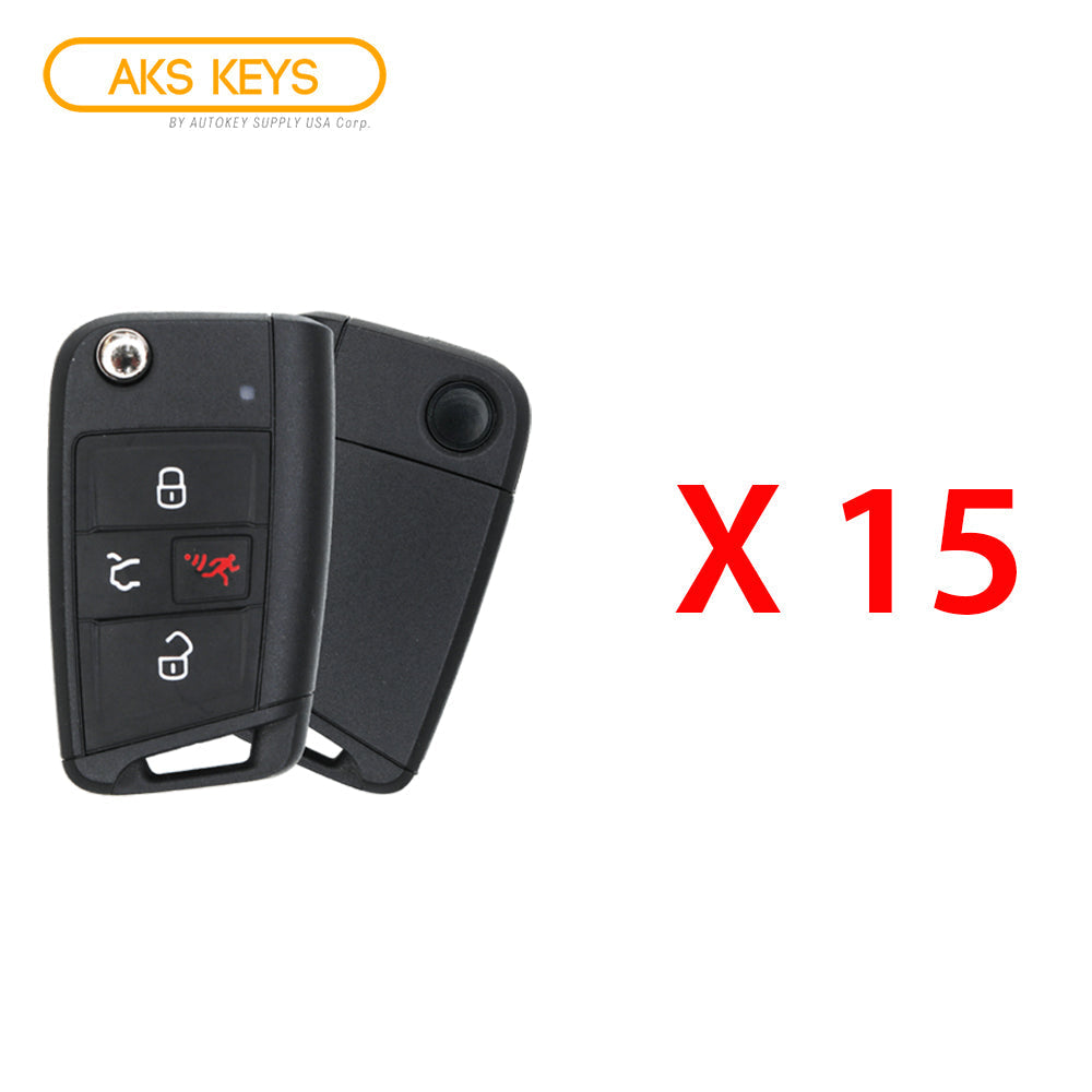 2018 - 2020 Volkswagen Remote Flip Key with Comfort Access 4B FCC# NBGFS125C1 - HU162-T (15 Pack)