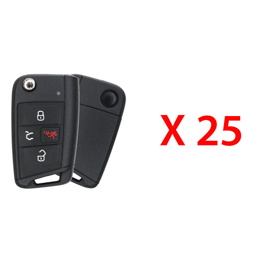 2018 - 2020 Volkswagen Remote Flip Key with Comfort Access 4B FCC# NBGFS125C1 - HU162-T (25 Pack)