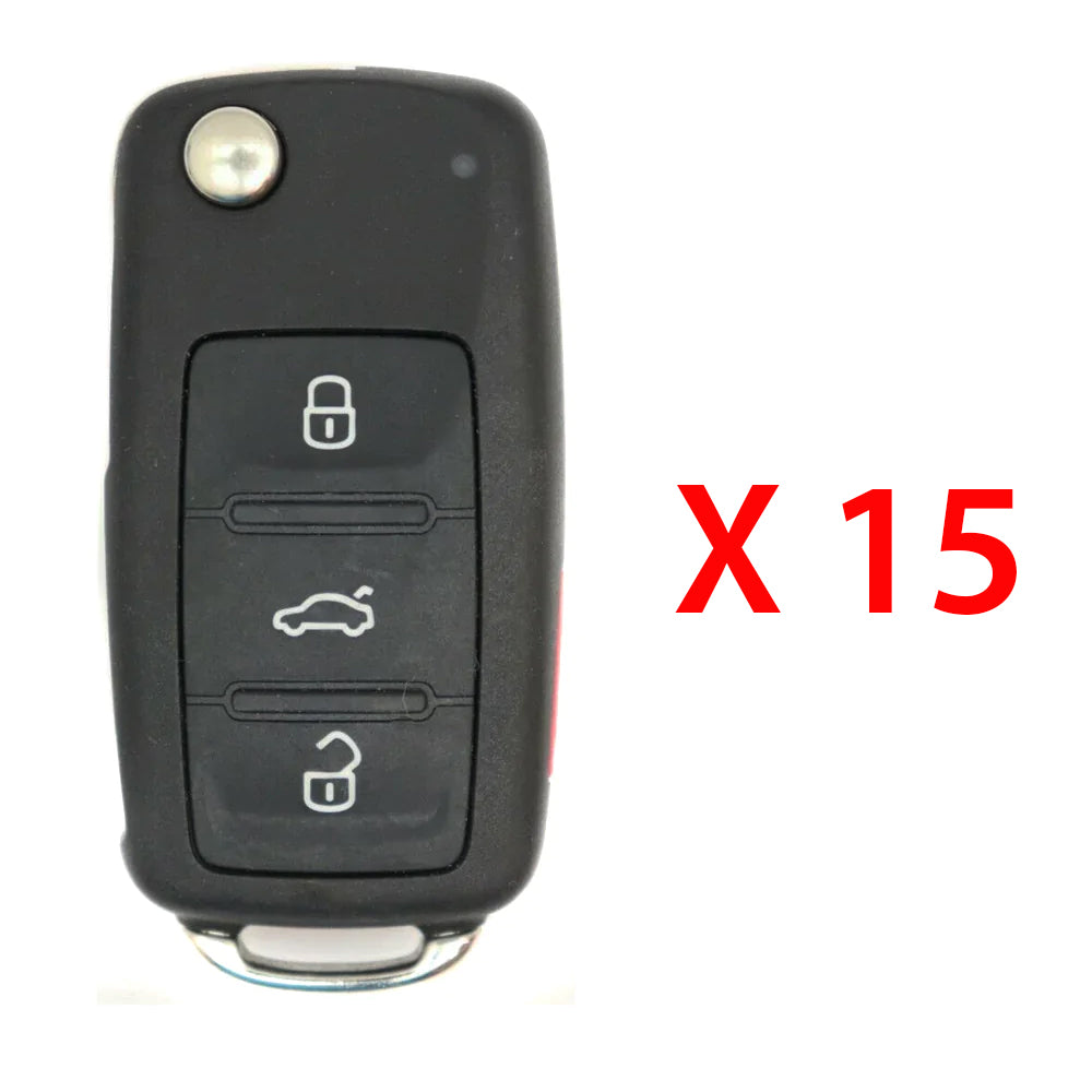 2011 - 2019 Volkswagen Flip Key PEPS NBG010206T / 5K0.837.202.AK (15 Pack)