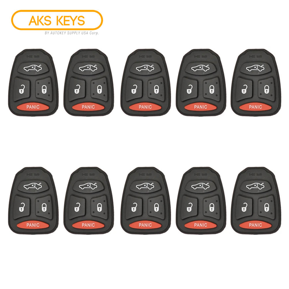 2004 - 2009 New Remote Control Key Keyless Fob Rubber Pad Buttons For Chrysler Dodge Jeep 4B (10 Pack)