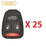 2004 - 2009 New Remote Control Key Keyless Fob Rubber Pad Buttons For Chrysler Dodge Jeep 4B (25 Pack)