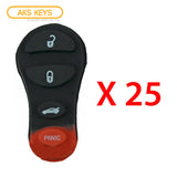 New Replacement Keyless Entry Remote Rubber Pad Case Shell 4B for Chrysler Dodge (25 Pack)