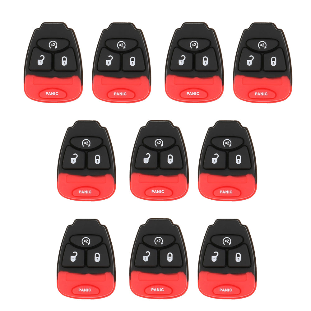 2007 - 2016 Dodge Jeep Remote Head Key Rubber Pad 4B W/ Remote Start - Small Panic (10 Pack)