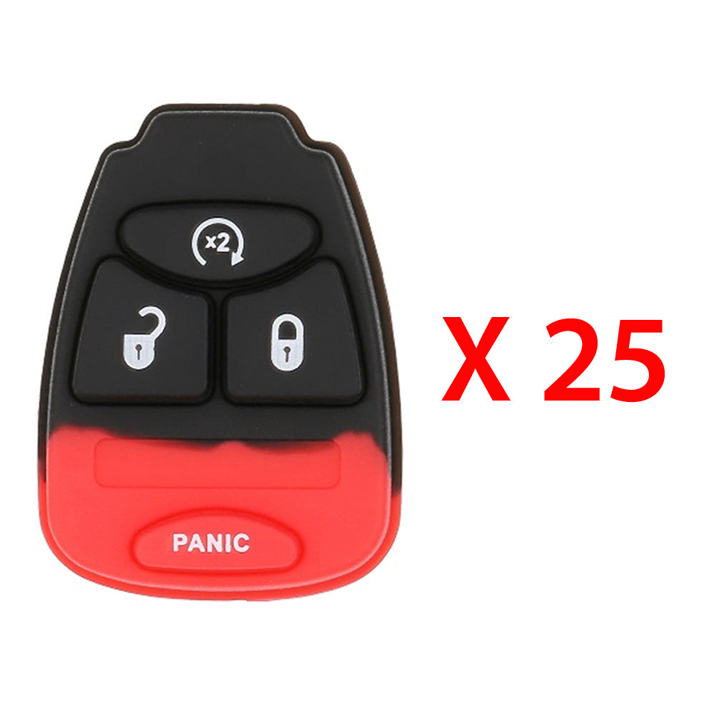 2007 - 2016 Dodge Jeep Remote Head Key Rubber Pad 4B W/ Remote Start - Small Panic (25 Pack)