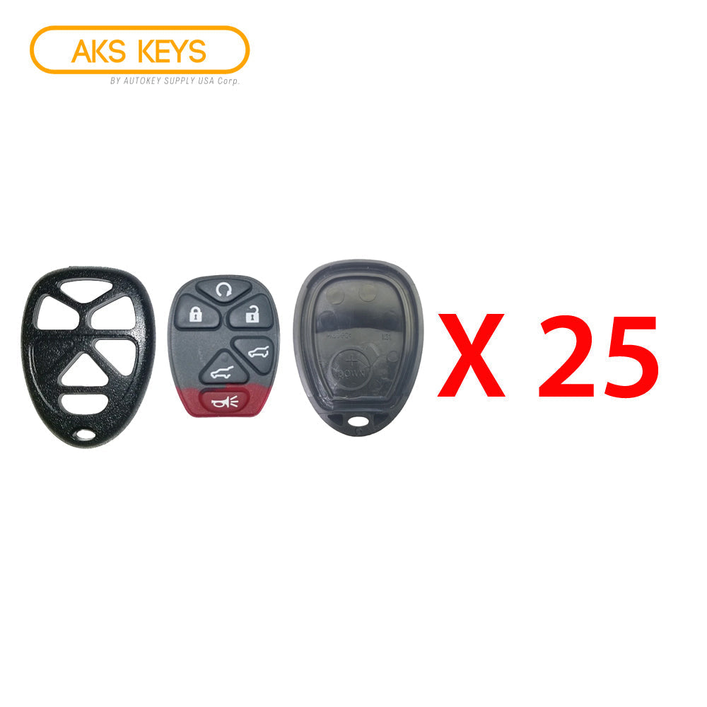 New Replacement Remote Keyless Fob Case Rubber Pad Shell 6B for FCC# OUC60270 (25 Pack)