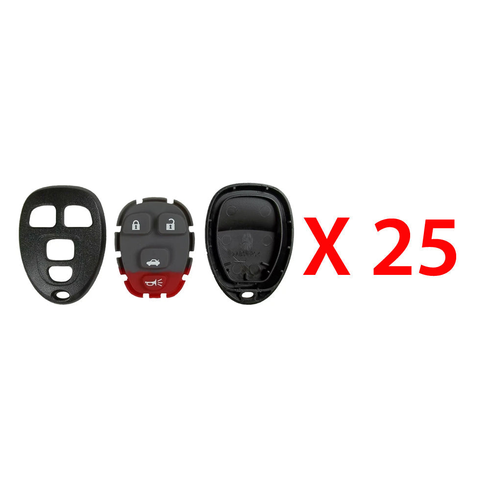 New Replacement Remote Keyless Fob Case Rubber Pad Shell 4B for FCC# KOBGT04A (25 Pack)