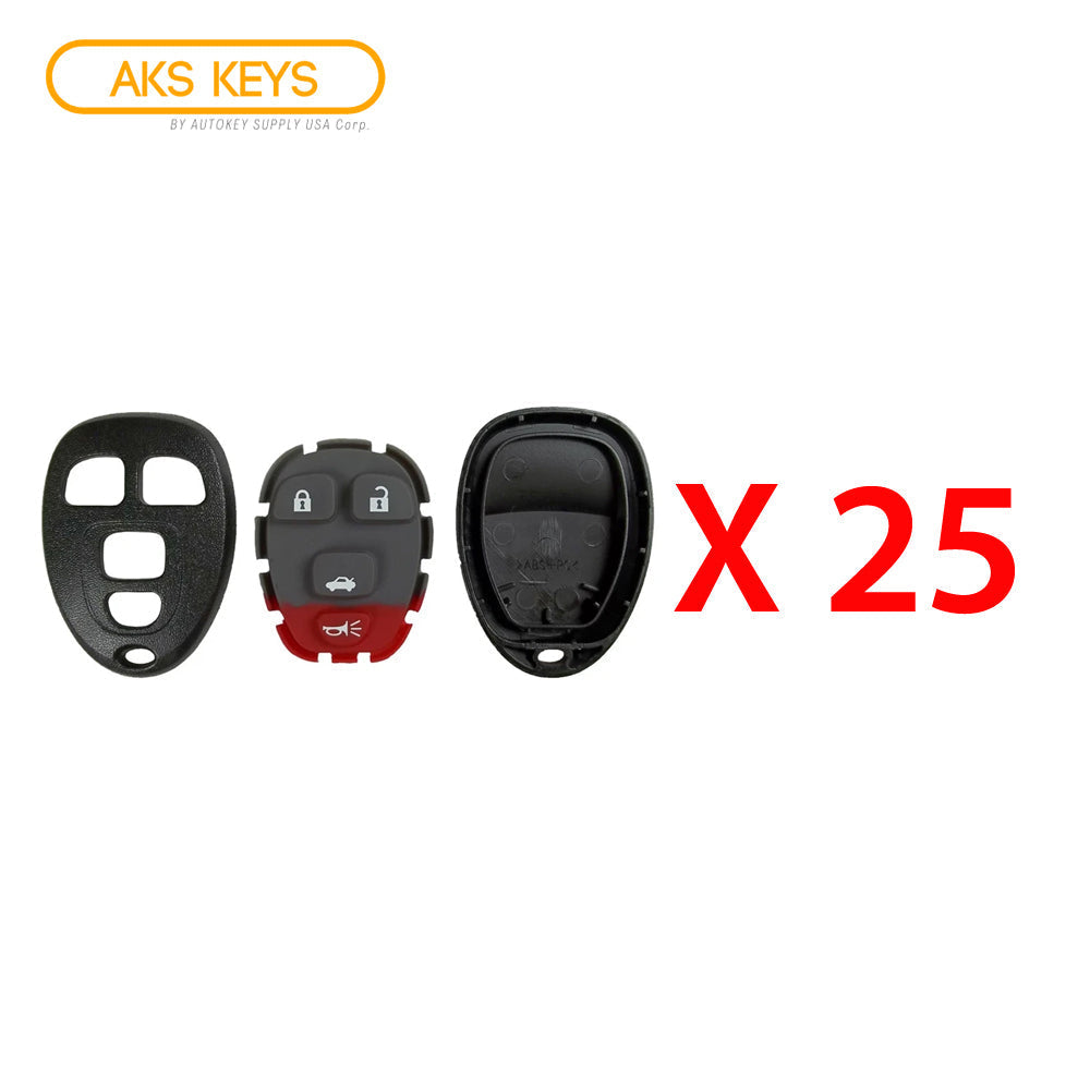 New Replacement Remote Keyless Fob Case Rubber Pad Shell 4B for FCC# KOBGT04A (25 Pack)