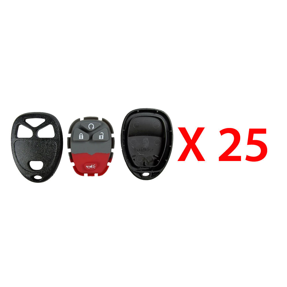 New Replacement Remote Keyless Fob Case Rubber Pad Shell 4B for FCC# KOBGT04A (25 Pack)