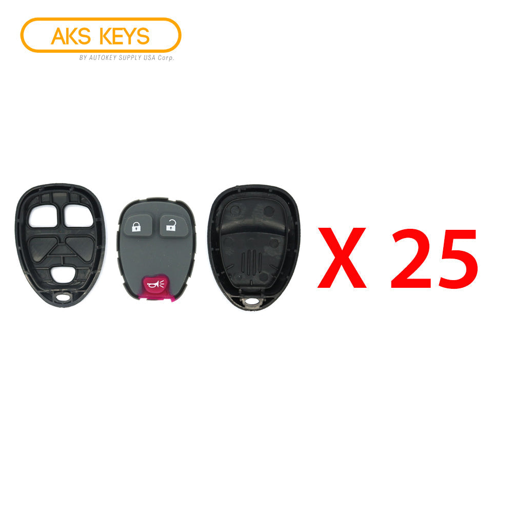 2006 - 2011 Buick Chevrolet Pontiac Saturn Remote Control Shell 3B Compatible with FCC# KOBGT04A (25 Pack)