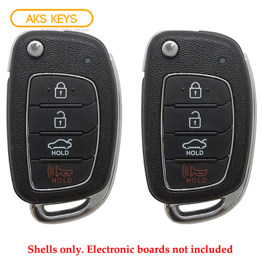 Hyundai Remote Head Flip Key Shell for FCC# TQ8-RKE-4F16 (2 Pack)