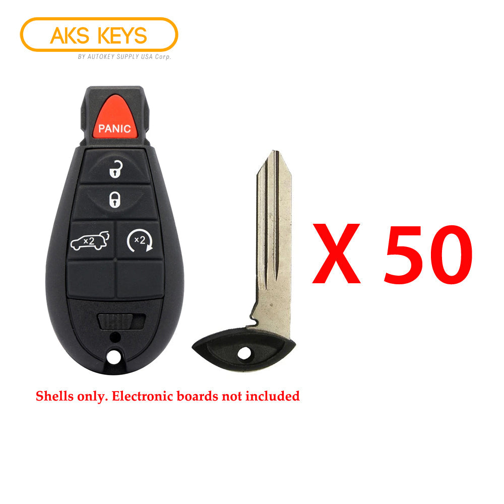 Chrysler Dodge Jeep Fobik Remote Key Shell Pad 5B for FCC# IYZ-C01C (50 Pack)