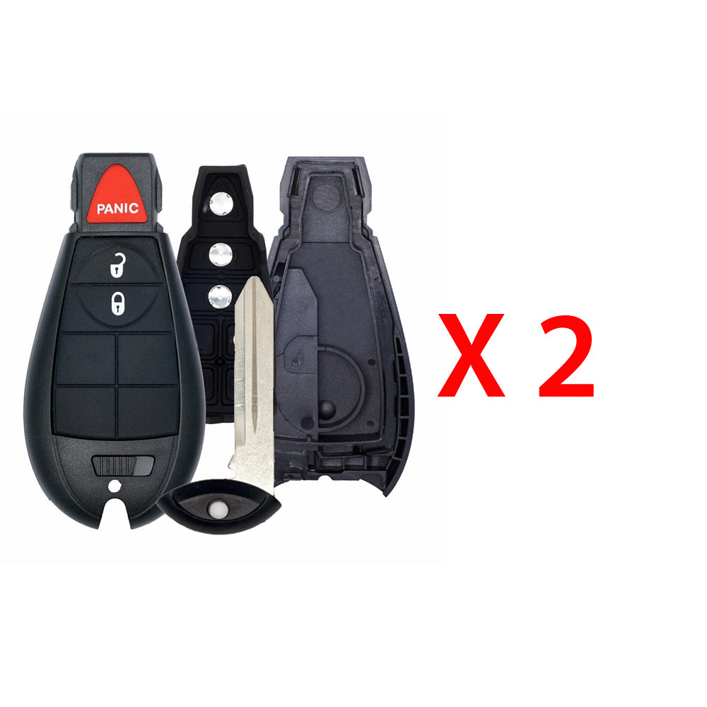 2014 - 2019 Jeep Cherokee Remote Fobik Shell 3B for FCC# GQ4-53T (2 Pack)