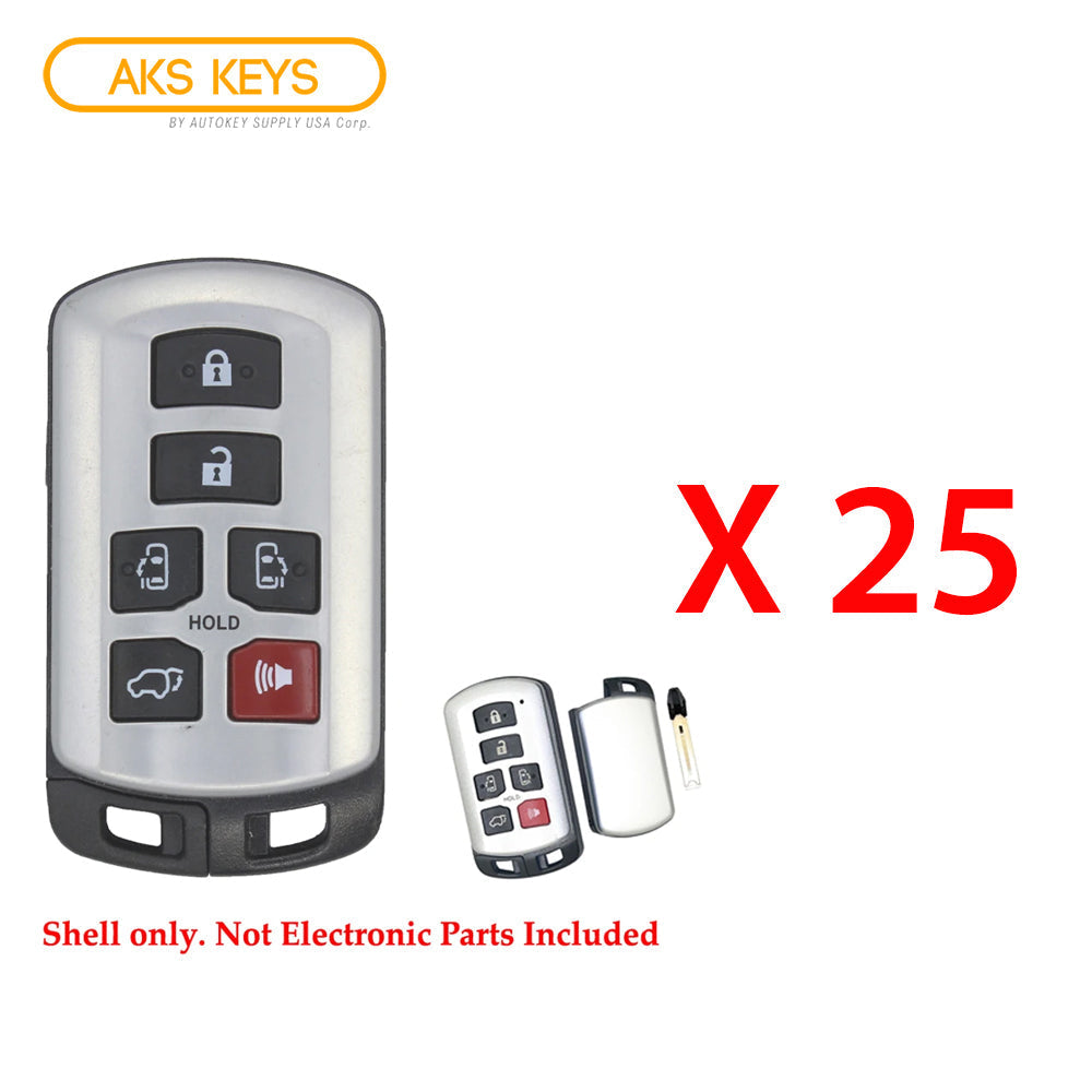 2010 - 2019 Toyota Sienna Smart Prox Key Shell 6B for FCC# HYQ14ADR (25 Pack)