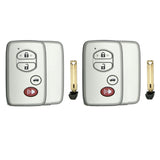 2007 - 2016 Toyota Smart Key Silver Shell 4B with FCC# HYQ14AAB/ HYQ14AEM/ HYQ14ACX (2 Pack)