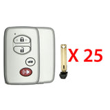 2007 - 2016 Toyota Smart Key Silver Shell 4B with FCC# HYQ14AAB/ HYQ14AEM/ HYQ14ACX (25 Pack)