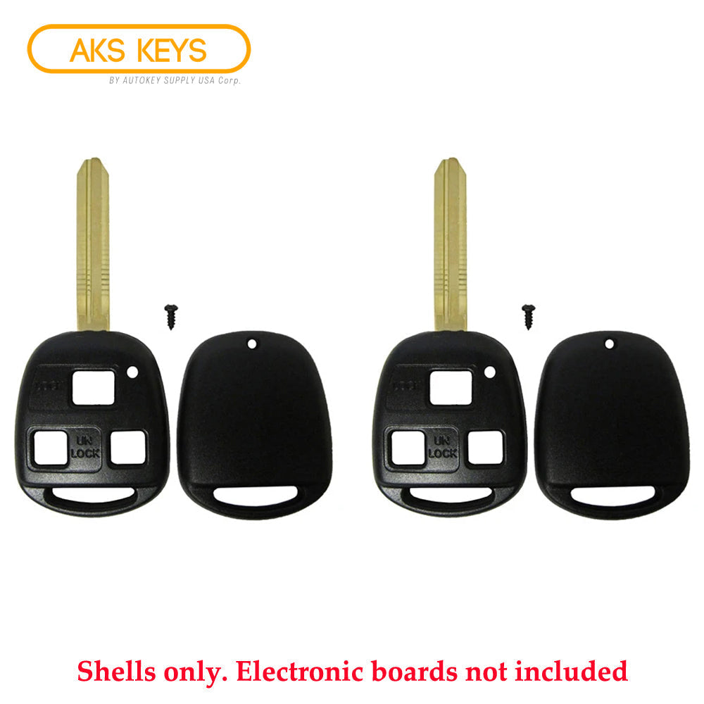 1998 - 2014 Toyota Key Fob Shell 3B - TR47 - Black (2 Pack)